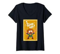 Femme J'abandonne avec Humour et Frustration T-Shirt avec Col en V
