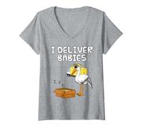 Femme J'accouche des bébés, Sage-Femme Cigogne drôle T-Shirt avec Col en V