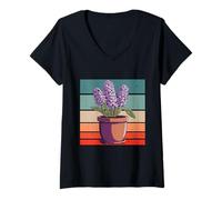 Femme Jacinthe Fleur Jardinier Amoureux de la Nature Jardin Cool T-Shirt avec Col en V