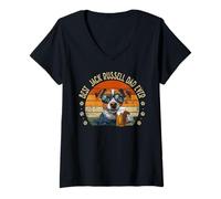 Femme Jack Russell Dad Dog Funny Fête des Pères Chien Homme T-Shirt avec Col en V