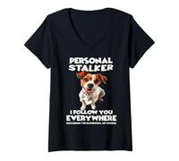 Femme Jack Russell propriétaire de Chien T Gassi vêtements Jack T-Shirt avec Col en V