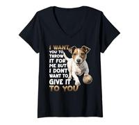 Femme Jack Russell propriétaire de Chien T Gassi vêtements Jack T-Shirt avec Col en V