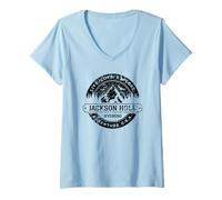 Femme Jackson Hole Wyoming Adventure USA Design Vieilli T-Shirt avec Col en V