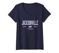Femme Jacksonville, Floride Field//Jacksonville, Floride T-Shirt avec Col en V