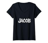 Femme Jacob Halloween Monstres - Nom personnalisé Word Art T-Shirt avec Col en V