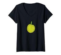 Femme Jacquier aux Fruits Exotiques végétaliens T-Shirt avec Col en V