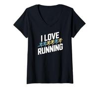 Femme J'adore courir, passionné de course à pied, passion, jogging T-Shirt avec Col en V