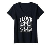 Femme J'adore Dancing Silhouette Fun T-Shirt avec Col en V