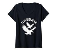 Femme J'adore Eagles Soaring Freedom Birds T-Shirt avec Col en V