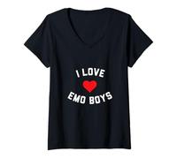 Femme J'adore Emo Boys T-Shirt avec Col en V