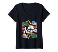 Femme J'adore enseigner la créativité des Enseignants et s'amuser à l'école T-Shirt avec Col en V
