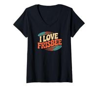 Femme J'adore Frisbee Flying Disc Fanatics T-Shirt avec Col en V