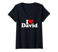 Femme J'adore Heart David Dave T-Shirt avec Col en V