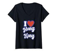 Femme J'adore Hong Kong T-Shirt avec Col en V