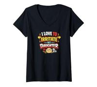 Femme J'adore irriter Mon père drôle de Fille T-Shirt avec Col en V