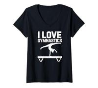 Femme J'adore la Gymnastique Passion Embrace T-Shirt avec Col en V