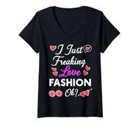 Femme J'adore la Mode T-Shirt avec Col en V