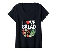 Femme J'adore la Salade, Le délice des Amateurs de légumes Frais T-Shirt avec Col en V
