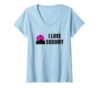 Femme J'adore la sodomie T-Shirt avec Col en V