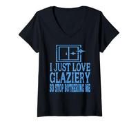 Femme J'adore la Vitrerie Alors Laissez-Moi Tranquille T-Shirt avec Col en V