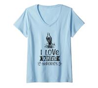 Femme J'adore l'aquagym, Professeur d'aquagym, Aqua Hobby T-Shirt avec Col en V