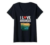 Femme J'adore l'art de la Silhouette de l'État de l'Arkansas T-Shirt avec Col en V
