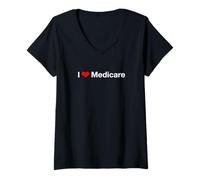 Femme J'adore l'assurance-maladie T-Shirt avec Col en V