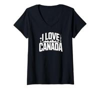 Femme J'adore L'Aventure dans Les Skyline Mountains du Canada T-Shirt avec Col en V