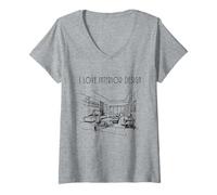 Femme J'adore Le Design d'intérieur Perspective Line Art Architects T-Shirt avec Col en V