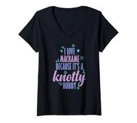 Femme J'adore Le macramé Parce Que C'est Un Passe-Temps Difficile T-Shirt avec Col en V