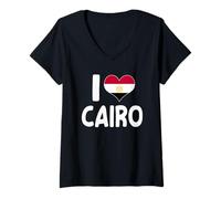 Femme J'adore Le Motif en Forme de cœur du Caire, fierté Patriotique égyptienne T-Shirt avec Col en V