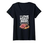 Femme J'adore Le rosbif BBQ Pitmaster Carnivore Kitchen T-Shirt avec Col en V
