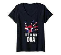Femme J'adore Le Royaume-Uni, la Brit Pride, C'est dans Mon ADN, la Famille Britannique T-Shirt avec Col en V