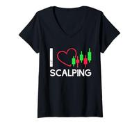 Femme J'adore Le Scalping - Crypto Scalper Futures Trader T-Shirt avec Col en V