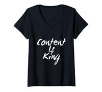 Femme J'adore le succès en marketing, ce qui signifie que le contenu est roi T-Shirt avec Col en V