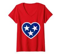 Femme J'adore le Tennessee. T-Shirt avec Col en V