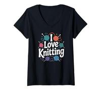 Femme J'adore Le Tricot, passionné par Yarn Passion T-Shirt avec Col en V