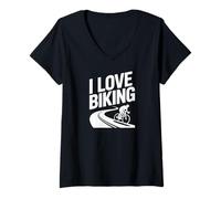 Femme J'adore Le vélo Un Voyage à vélo passionné T-Shirt avec Col en V