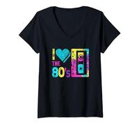 Femme J'adore les années 80. Cassette rétro années 80 1980 T-Shirt avec Col en V