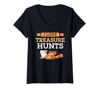Femme J'adore Les Chasses Au Trésor Trésors Chasse Au Trésor T-Shirt avec Col en V