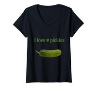 Femme J'adore Les CORNICHONS T-Shirt avec Col en V