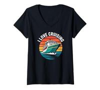 Femme J'adore Les croisières et Les escapades au Coucher du Soleil T-Shirt avec Col en V