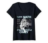Femme J'adore Les mathématiques, ça Rend Les Gens Fous de mathématiques T-Shirt avec Col en V