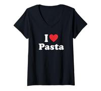 Femme J'adore Les pâtes T-Shirt avec Col en V