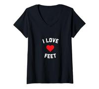 Femme J'adore Les Pieds T-Shirt avec Col en V