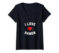 Femme J'adore Les Ramen T-Shirt avec Col en V