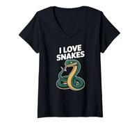 Femme J'adore les serpents T-Shirt avec Col en V