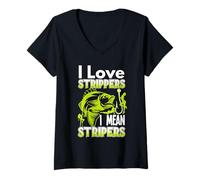 Femme J'adore Les Strip-teaseuses, Je Veux dire Les stripeurs, Les Amateurs de pêche Amusants T-Shirt avec Col en V