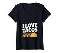 Femme J'adore Les Tacos, Un délice gastronomique Amusant T-Shirt avec Col en V