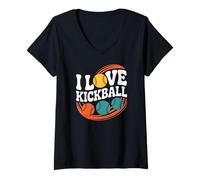Femme J'adore Les Vibrations Sportives Amusantes pour Les Amateurs de Kickball T-Shirt avec Col en V